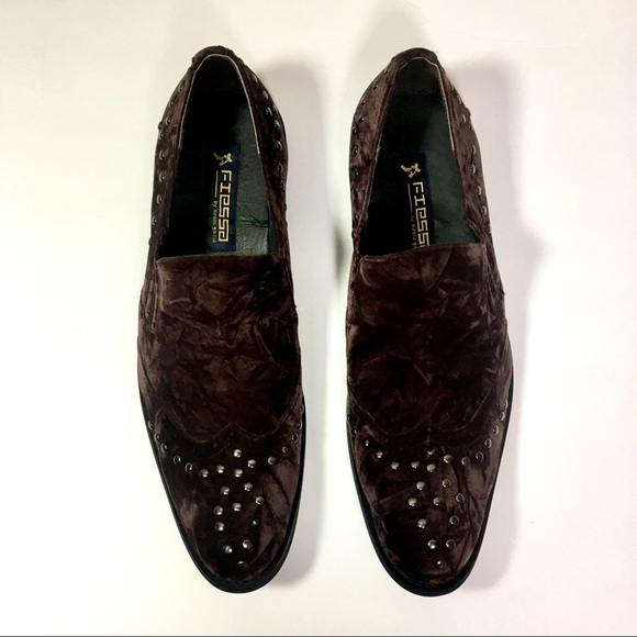 FIESSO by Aurelio Garcia brown velvet stud loafers main image 12